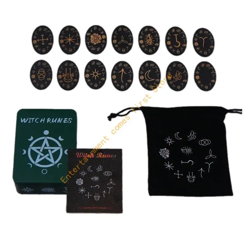 

Engraved Symbol Witch with Bag Visible Symbol Pattern 14Pcs Cards 55KD