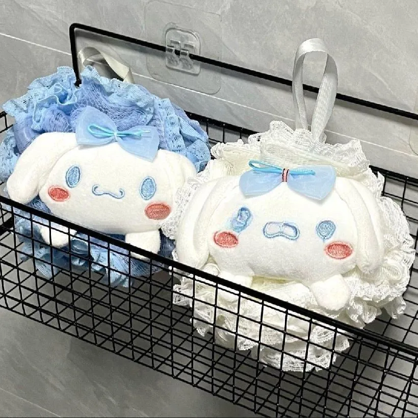 Sanrio Kawaii Cinna moroll große Spitze Spitze Spitze Bad Blume Dusch ball großes Mädchen Baden niedlichen Rücken Reibung Cartoon Puppe