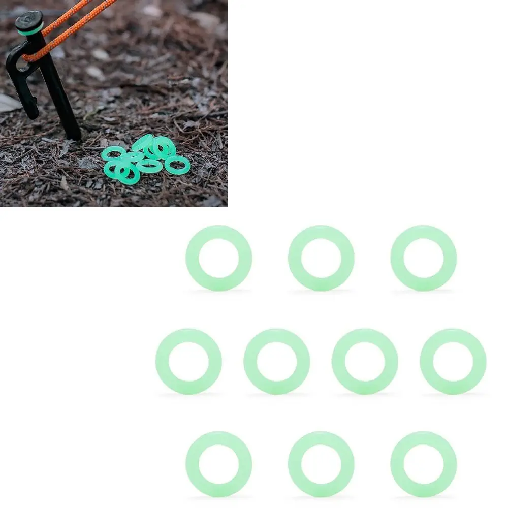 100 Pcs Silicone Tent Ground Nail Luminous Loop O-Loop Multifunctional Tent Nail Luminous Ring Fluorescent Loop Night Fishing