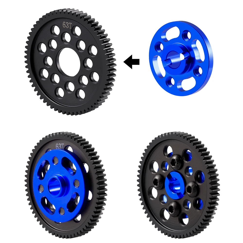 TRINOOD Steel 63/64/66/71T Spur Gear and Gear Mount High Speed Gear Set for Tamiya TT-02 TT02 1/10 RC Car Upgrade Parts
