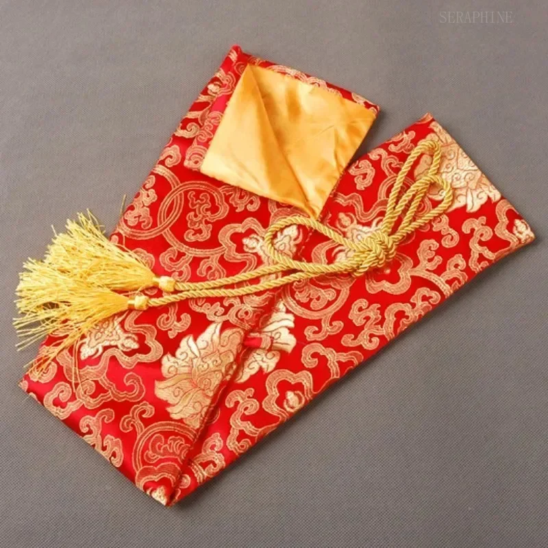 Red Bag Silk for Samurai Japanese Sword Tanto Nice Sword Fitting Collection Exquisite or Gift Delicate Elegant