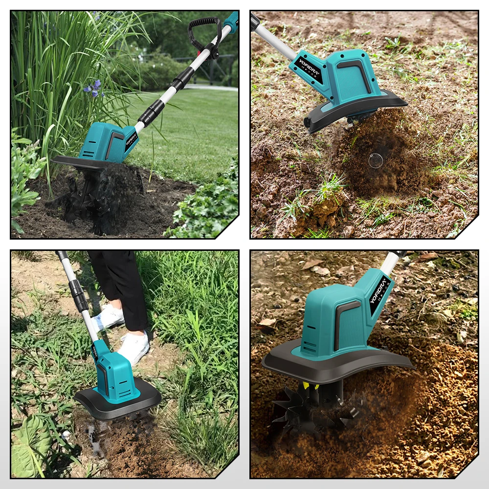 YOFIDRA فرش 1500 واط الكهربائية حارق الحدائق جزازة العشب Rototiller لزراعة التربة حديقة أداة ل ماكيتا 18 فولت بطارية دبوس