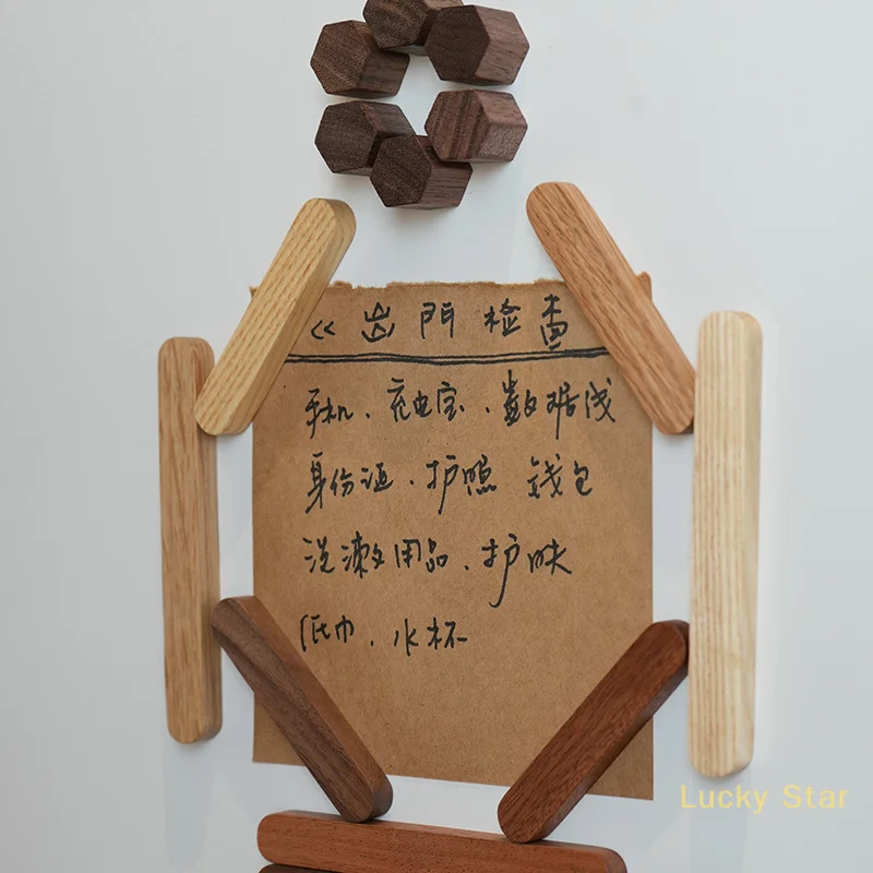 Hexagon Wood Magnetic Stickers For Fridge, Office Magnets, Message Board Decor Creative Message Board Magnetic Stickers