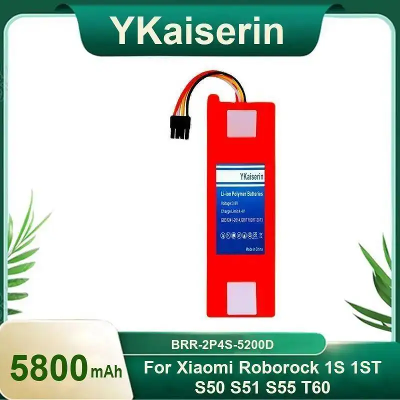 

5800Mah Hardwearing Premium Replacement For Xiaomi Roborock 1S 1ST S50 S51 S55 T60 Robotic Vacuum Cleaner Battery Brr-2P4S-5200D