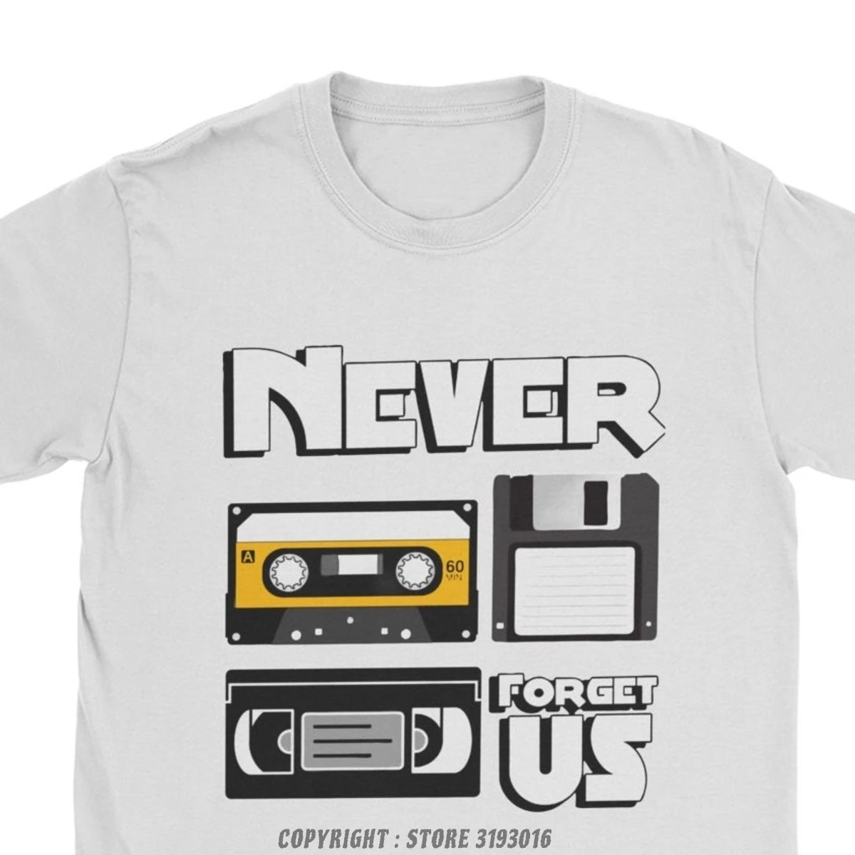 Men\'s Cool Tops T Shirt Never Forget US Floppy Disk VHS And Cassette Tape T Shirts Retro Nerd Oldshcool Cotton Sweatshirt