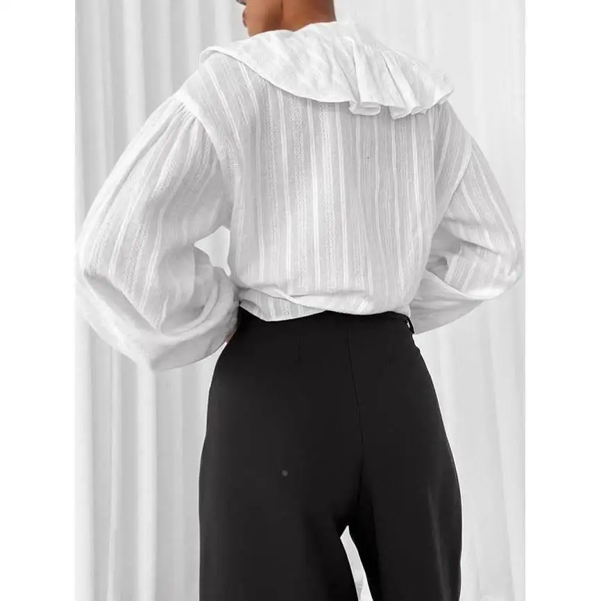 French Pure Cotton V-ne irt Women's Commute Sle Long Sve oulder Paded Regular Thin Color  Not Easy to De...