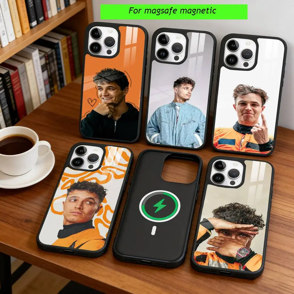 

L-Lando Norris Phone Case For iPhone17,16,15,14,13,12,11 Plus,Pro Magnetic For Magsafe Wireless Charging