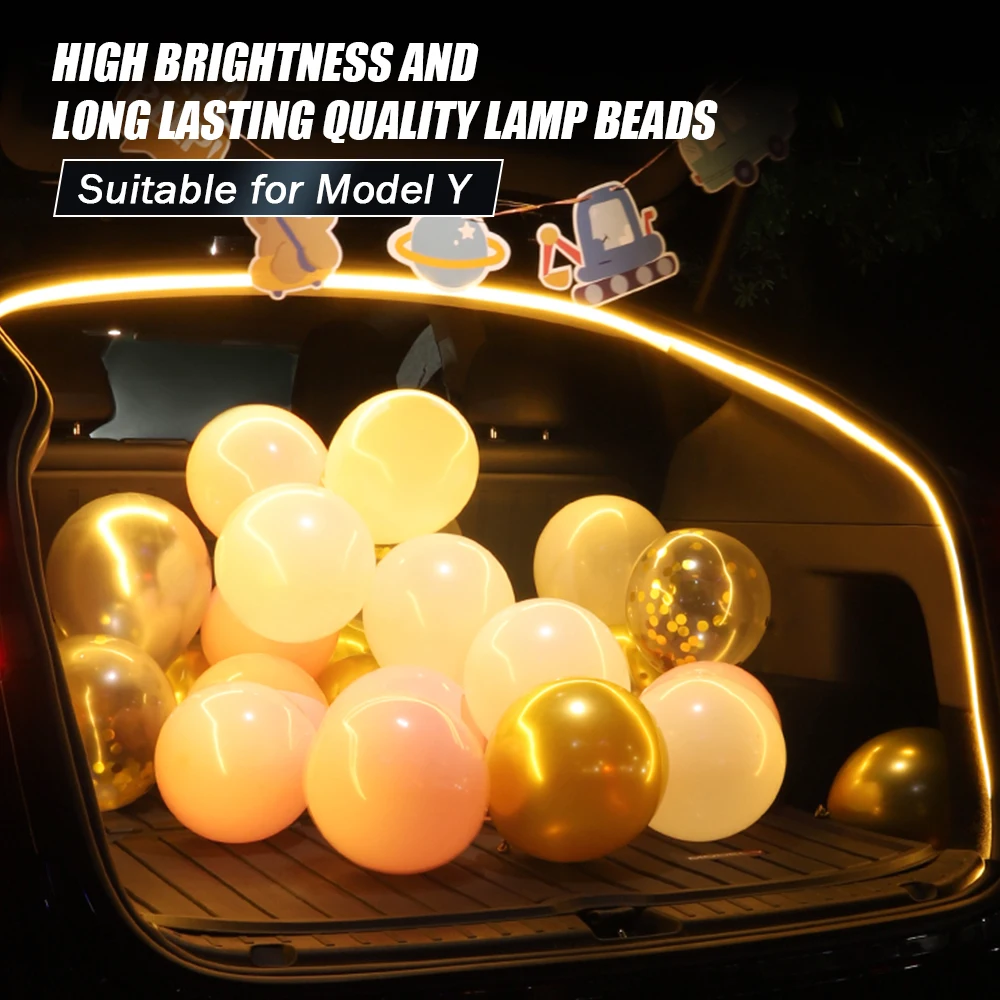 12v LED Strip Car Trunk Lamp Atmosphere For Tesla Model Y Rear Bread Light Trunk Car Interior Lights Ambient Lighting interior