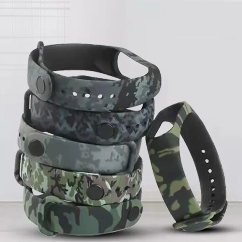 Camuflagem Strap para Xiaomi Mi Band, Silicone Pulseira, Pulseira de Substituição, 7, 6, 5, 4, 3