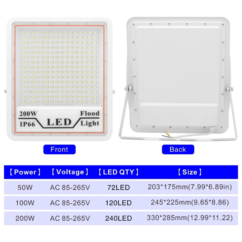 110V 220V Refletor Led LED Flood Light 200W 100W 50W Outdoor Lighting IP66 Waterproof 85-265V Floodlight Spotlight Garden Lights