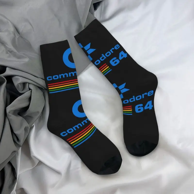 Custom Cool Commodore 64 C64 Sid Amiga Retro 8 Bit Dress Socks for Men Women Warm Fashion Novelty Geek Nerd Crew Socks