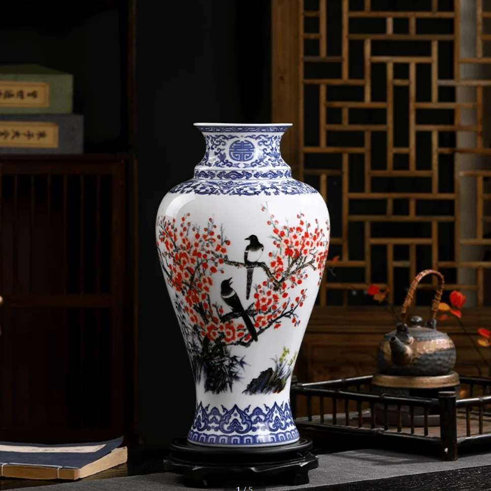 Jingdezhen Ceramic Vase Ceramic Ornament Home Living Room Large Size Decorative Ornament Ornament Ornament