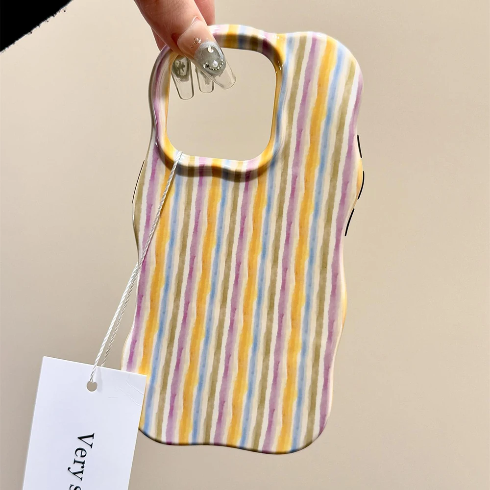 Luxuriöse 2-in-1 Glänzende Zweifarbige Wellenstreifen-Hülle für iPhone 13 14 15 16 17 18 Pro Max mit Farbkollisions-Design und Stoßfestem Schutz – Detail 6