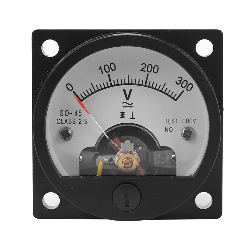 5X AC 0-300V Round Analog Dial Panel Meter Voltmeter Gauge Black