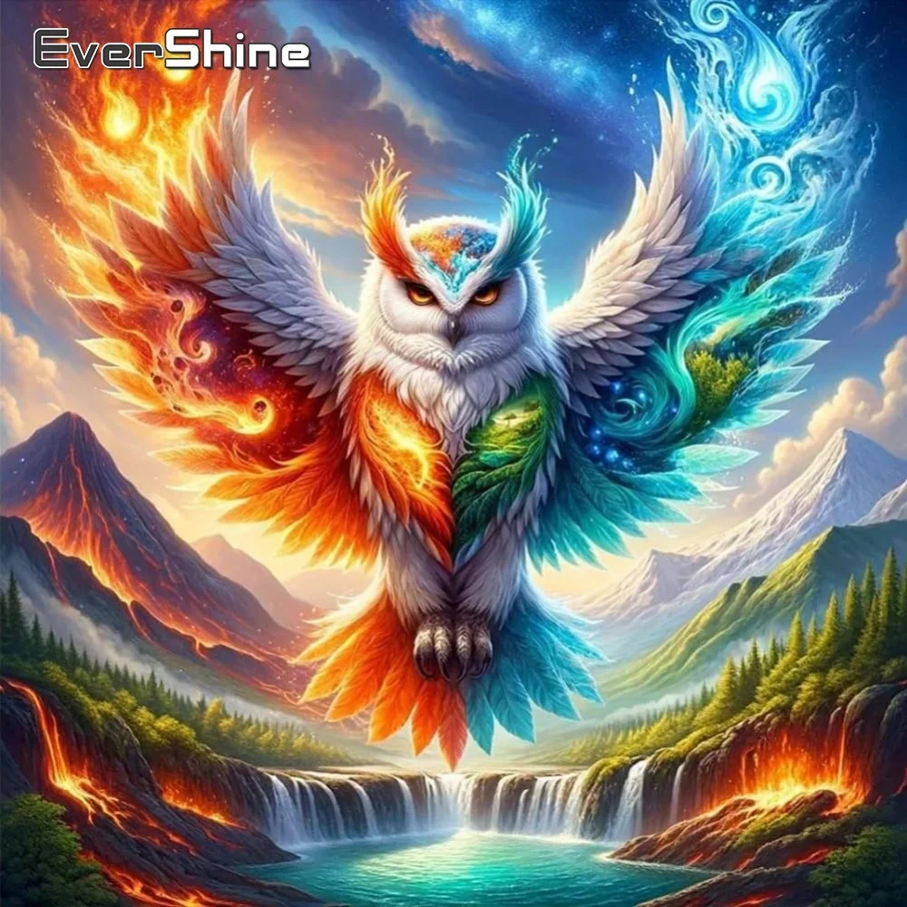 

EverShine DIY Owl Diamond Painting Animal Diamond Embroidery Bird Pattern for Adults Beginners Mosaic Home Living Room Art Craft