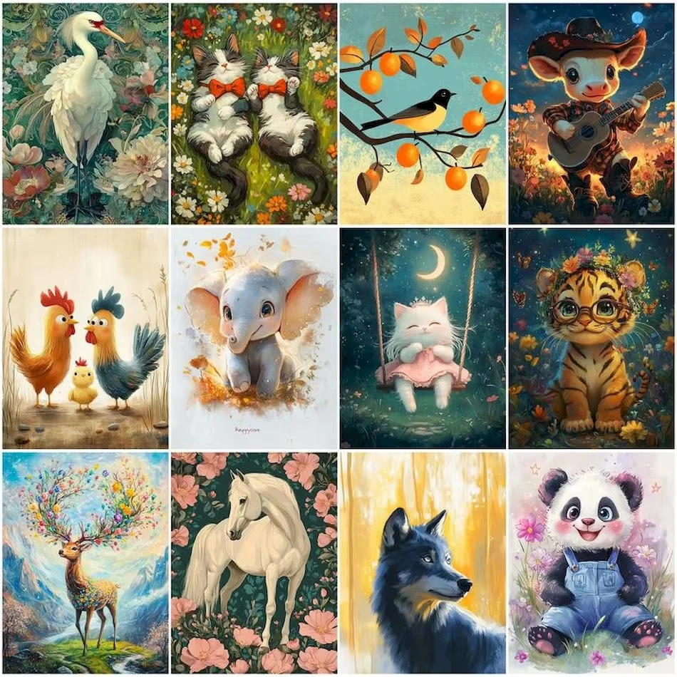 Painting By Numbers On Canvas Animals Kits Framed Wall Art Modern Adults Crafts Artwork For Drawing Picture Paint Gifts