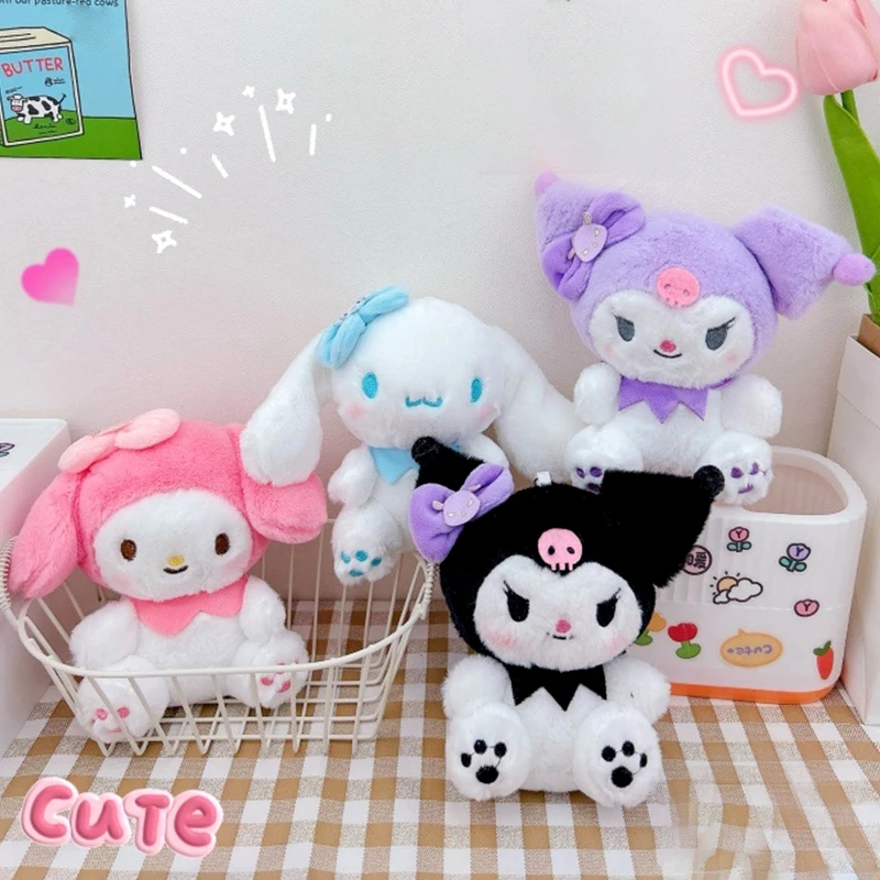 Kawaii Sanrio Kuromi mainan mewah kartun Cinnamoroll My Melody gantungan kunci boneka liontin mobil cincin ransel dekorasi tas