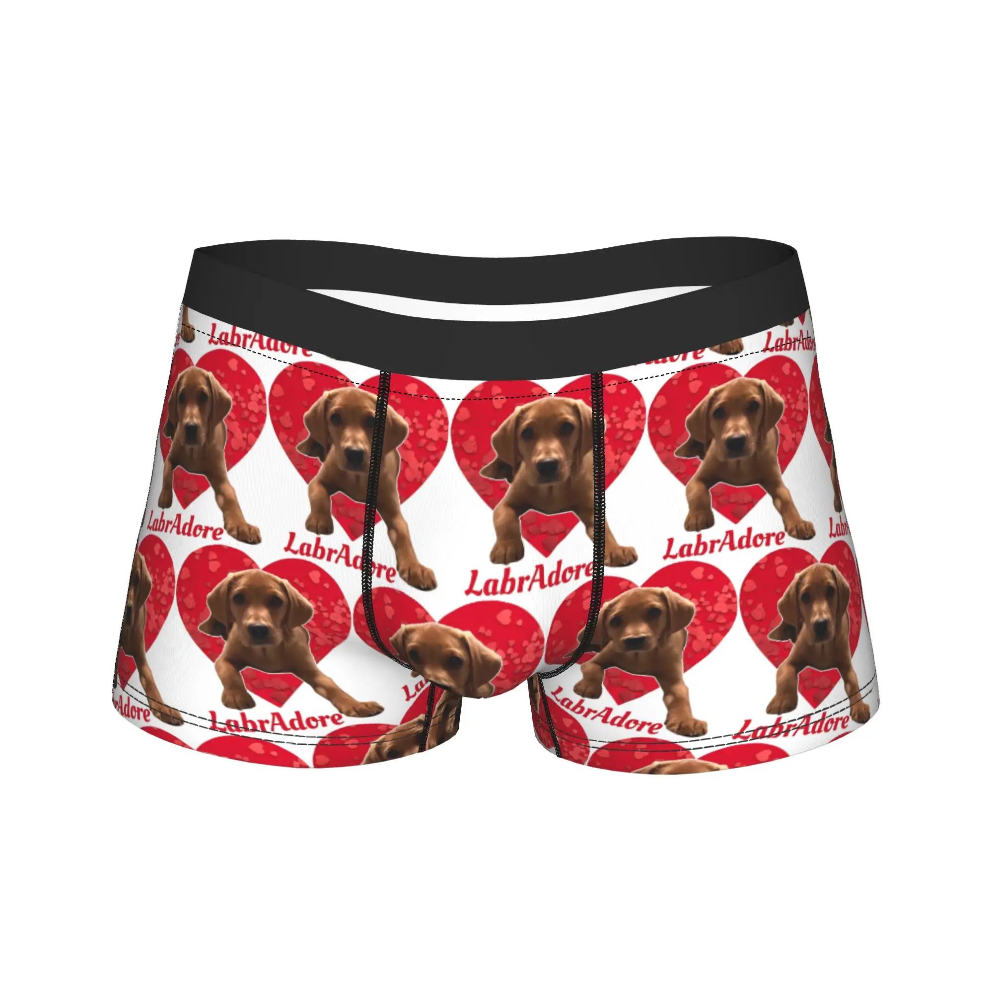 

Мужские трусы-боксеры с принтом «Красное сердце лабрадора» ко Дню святого Валентина, высококачественные, оригинальные, увеличенного размера