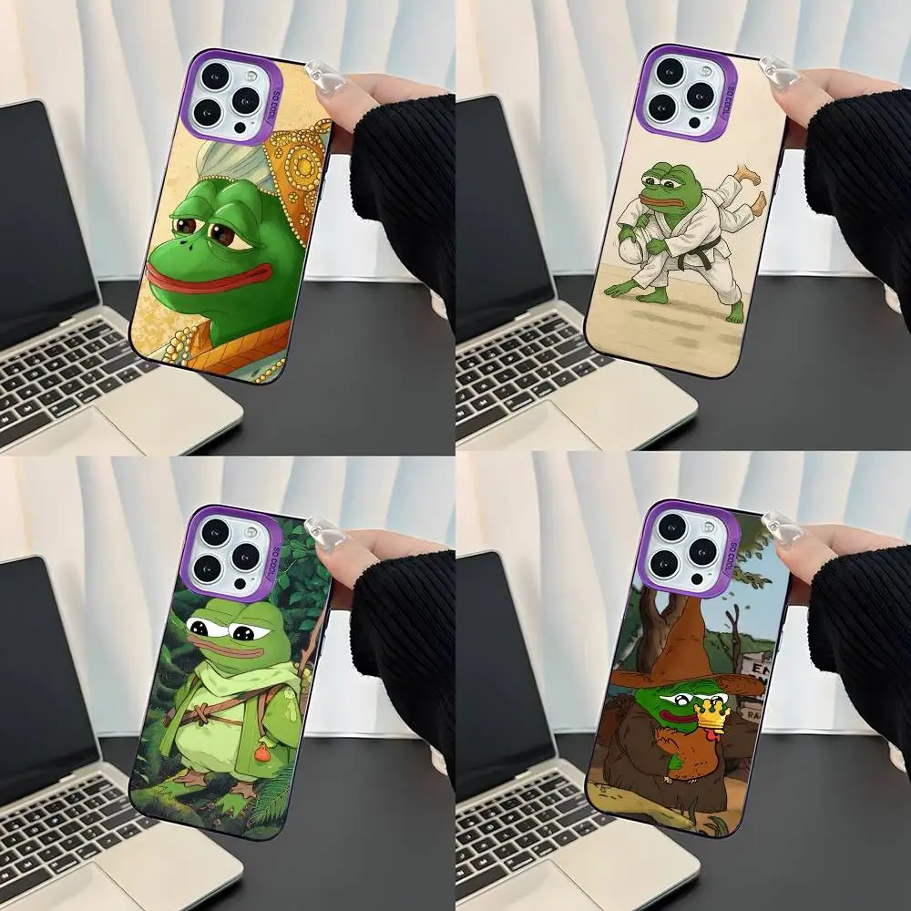

Funny P-Pepe the Frog Phone Case For iPhone 17,16,15,14,13,12,11,Mini,Pro,E,SE4,XS,MAX Purple Candy Matte Cover