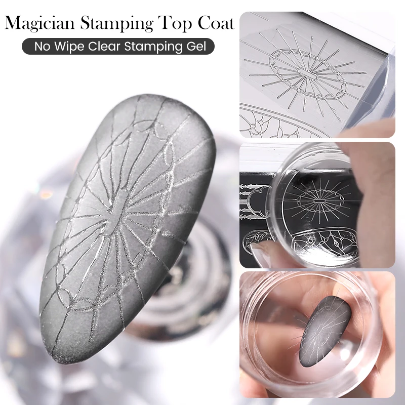 BORN PRETTY 5ml Magician Stamping Top Coat  No Wipe Clear Stamping Gel For Apply Nail Powder Transparent DIY Manicure Print Tool