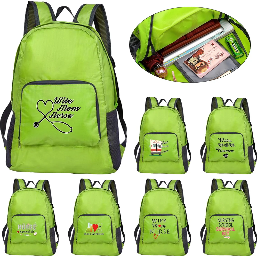 

New Nurse Printed Folding Hiking Bag Ultra-light Outdoor Cycling Travel Backpack Portable Folding Backpack