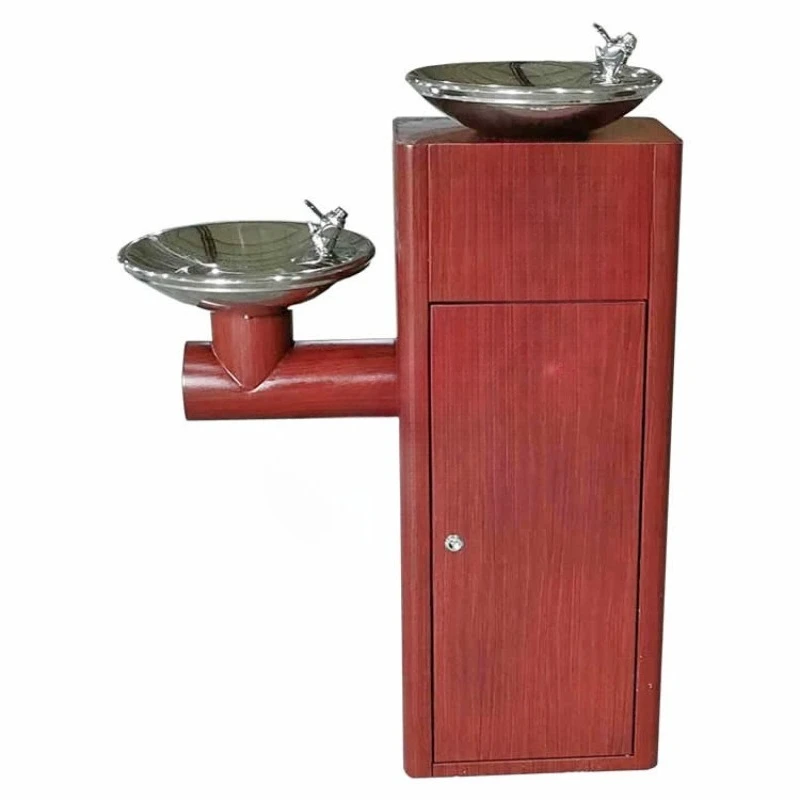Outdoor scenic area community public area to wood grain stainless steel double basin water dispenser
