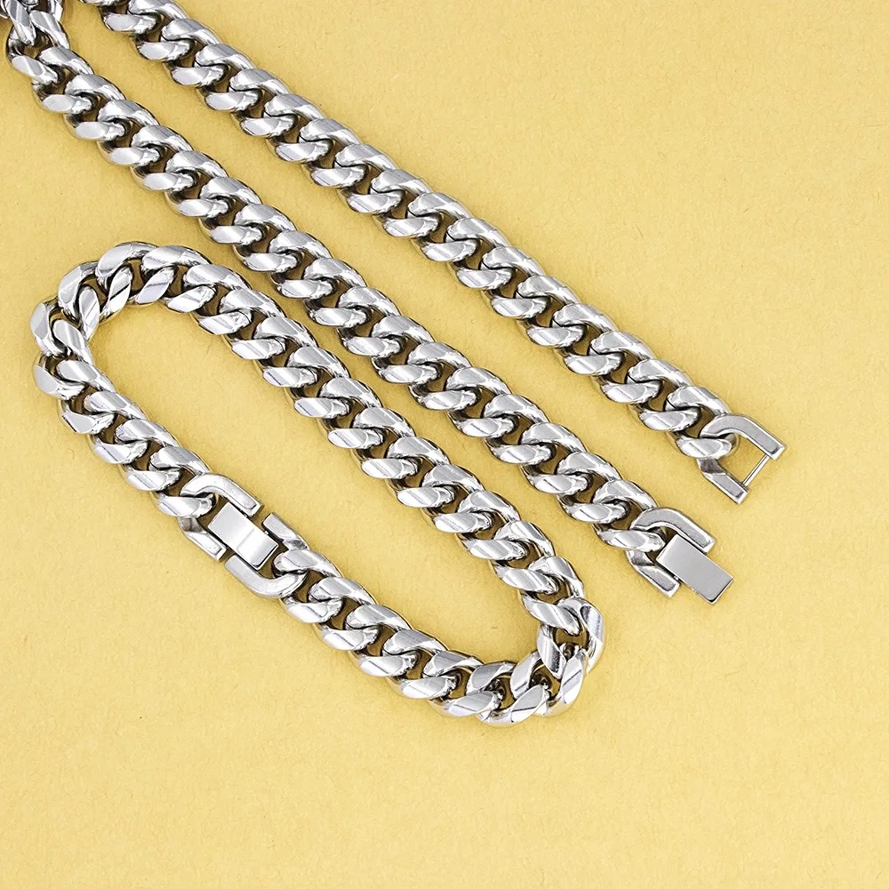 HNSP 316L Edelstahl Kubanische Gliederkette Halskette für Herren Minimalistischer Stil Wasserdichter Schmuck Accessoires Schwere Ketten für Männer – Detail 2