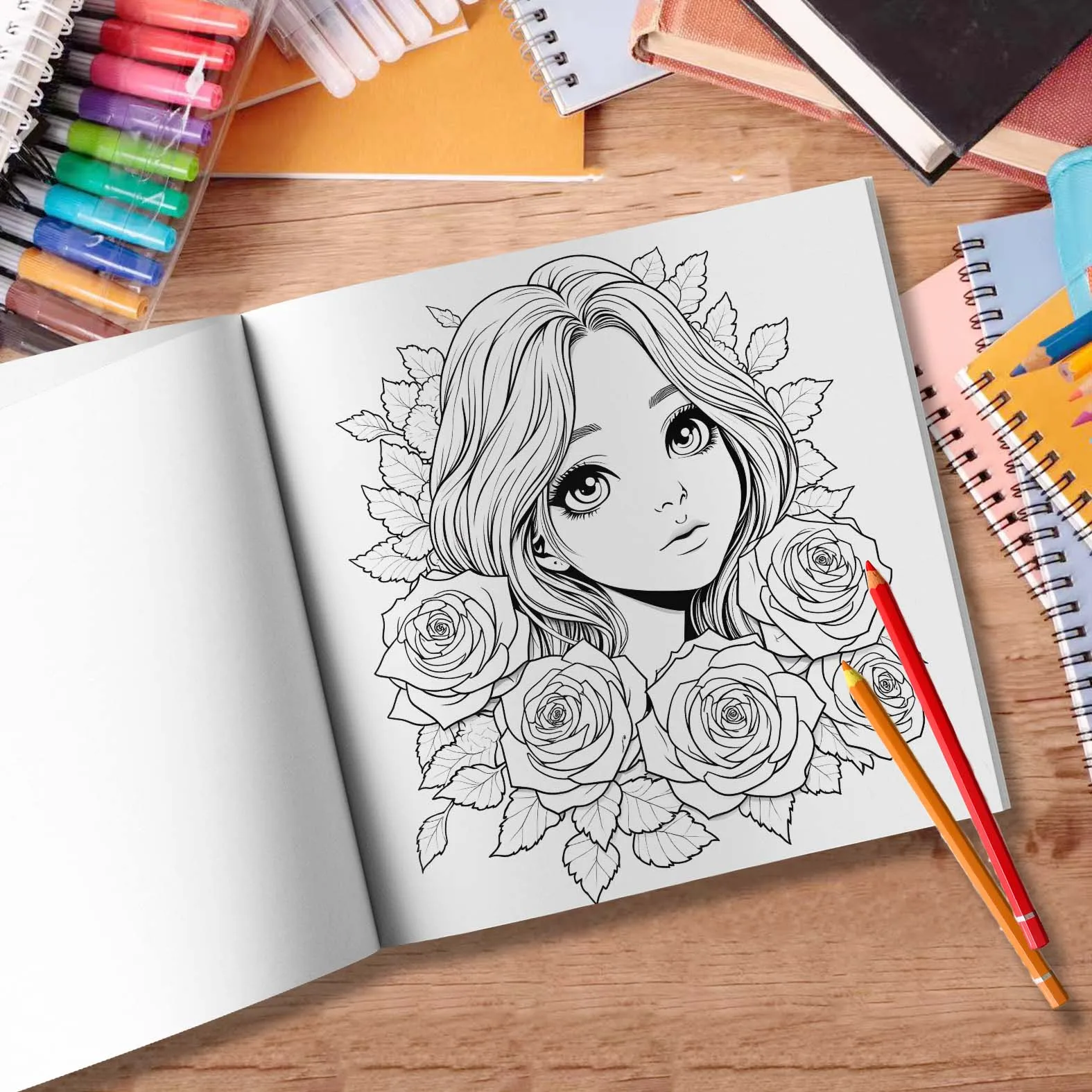 Libro da colorare con fiori e fanciulla, regalo da 24 pagine per la festa di compleanno, allevia lo stress, ammaccidi il tempo, pittura con graffiti, disegno, libro d'arte