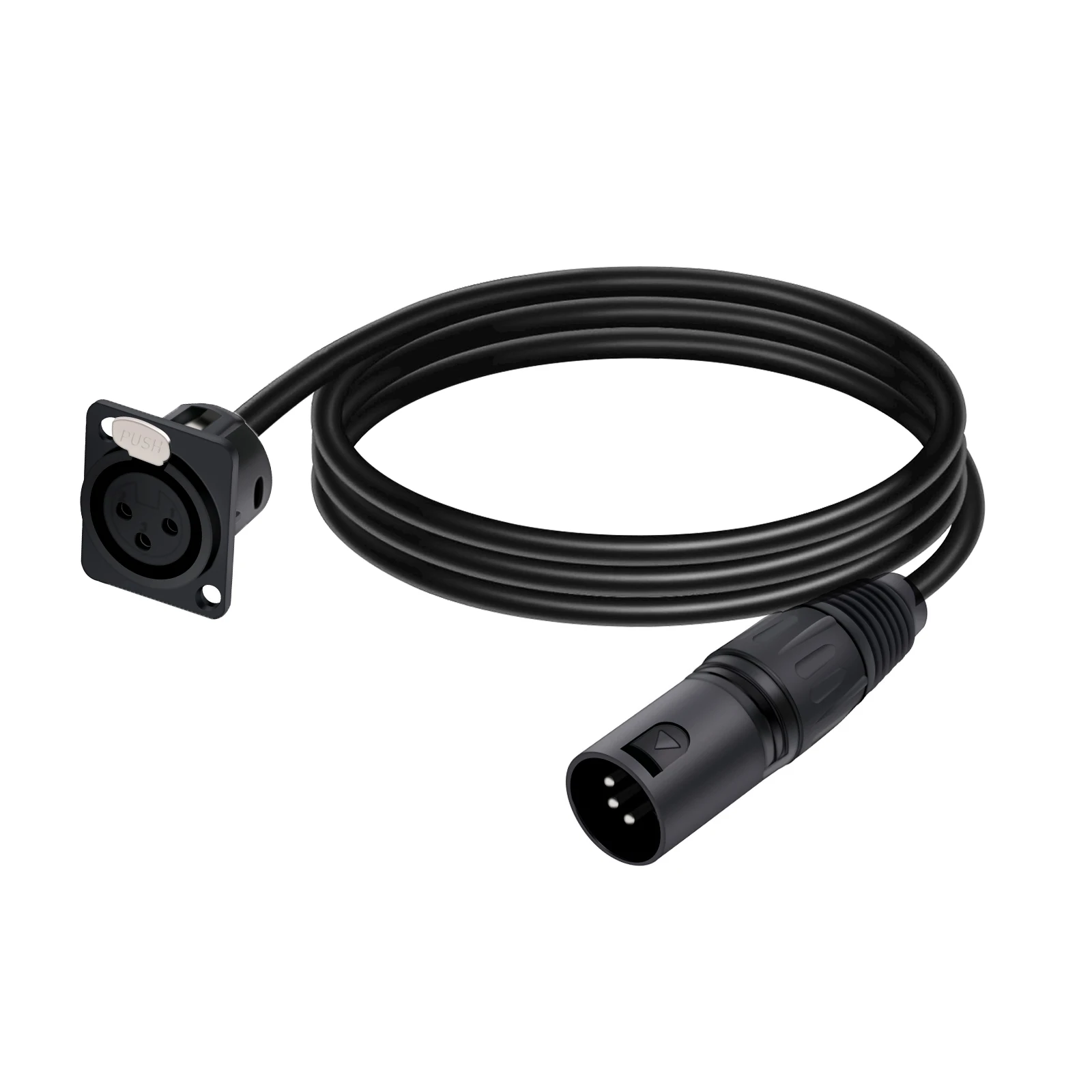 D Type 3Pins Male/Female XLR Panel Mount to Male/Female Connector Pass Through Audio Extension Cable for Stage Lighting Mixer