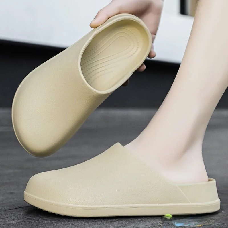 

Non-Slip Chef Slippers Women's Summer New Style Waterproof Toe Covering Slippers Home Comfortable Large Size Work Sandals