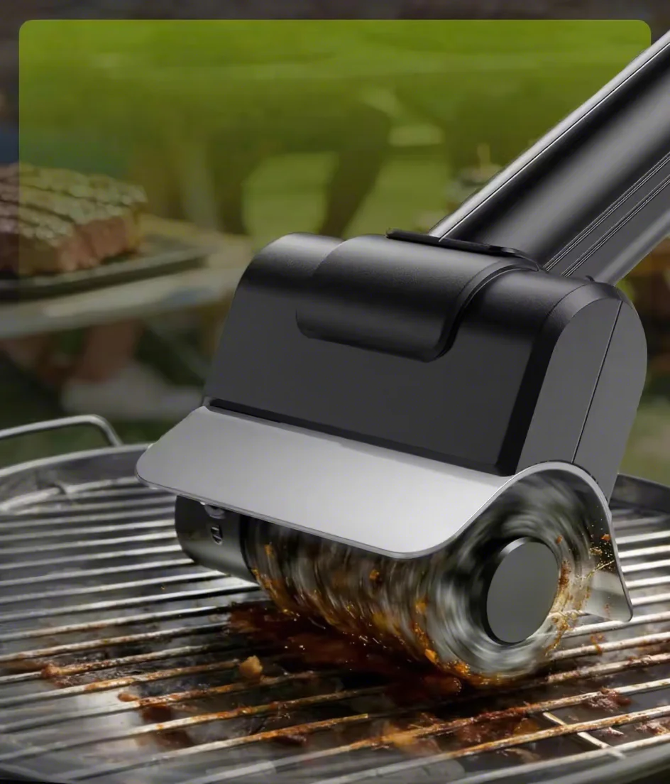 Electric Rechargeable Grill Brush, Heavy Duty BBQ Cleaner with LED Light for Outdoor Grill