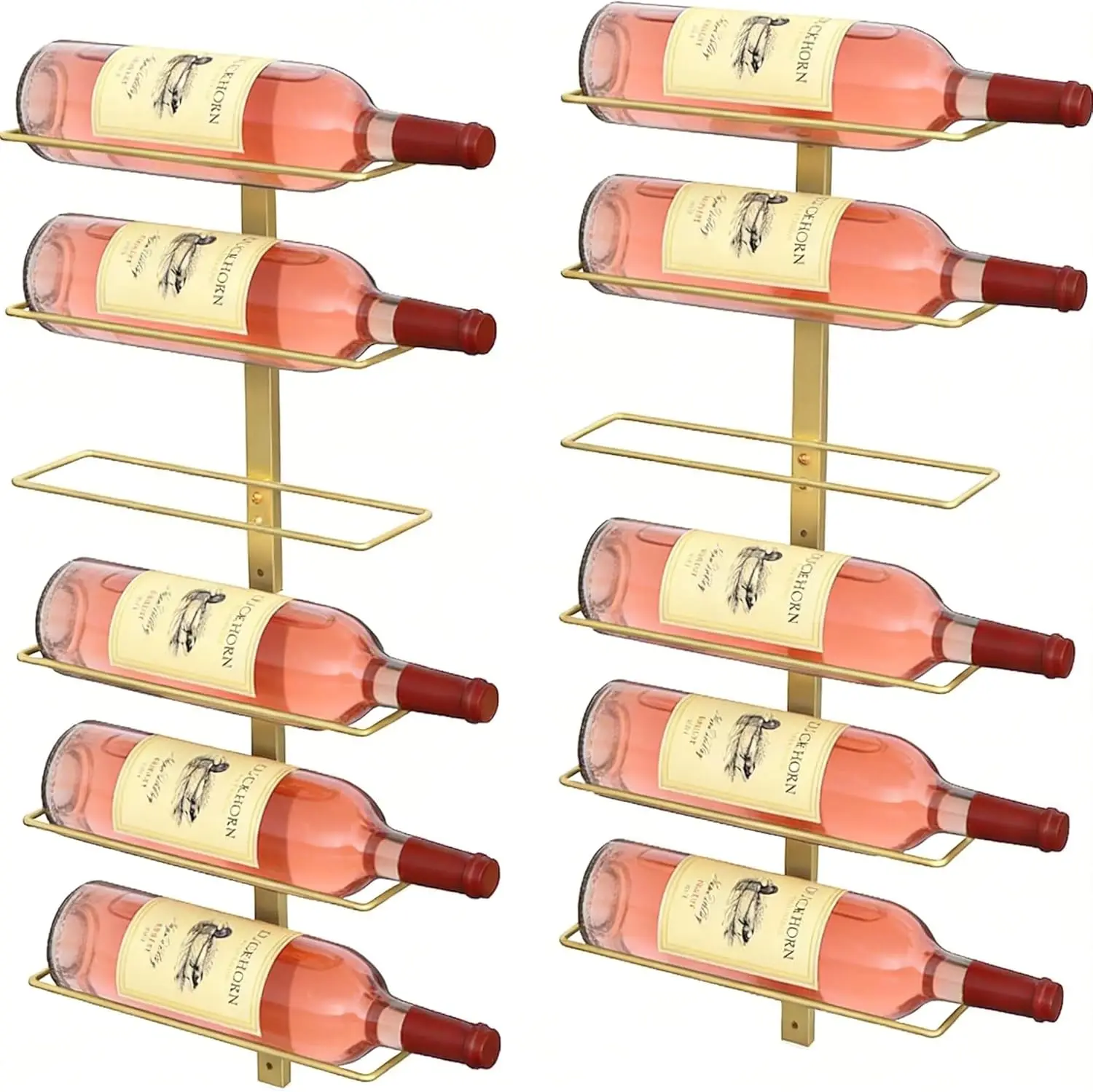 

Настенная металлическая подставка для вина на 12 бутылок, золотистая отделка, для домашнего бара