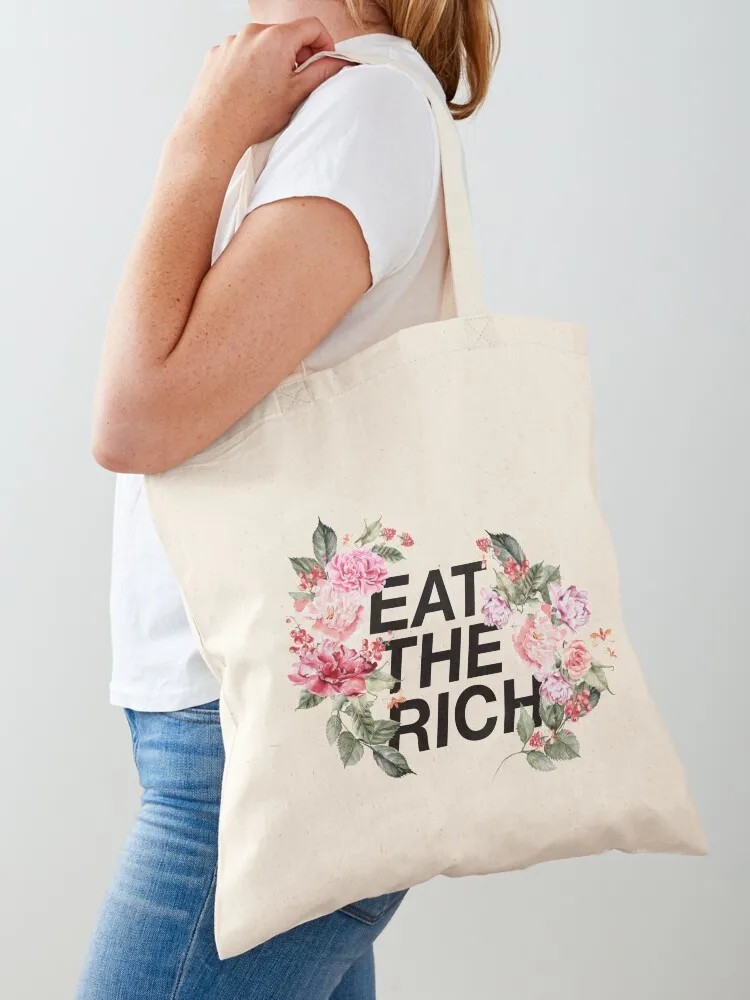 

Eat The Rich Floral Tote Bag bags for women cute tote bag Women's beach bags Women's shopper