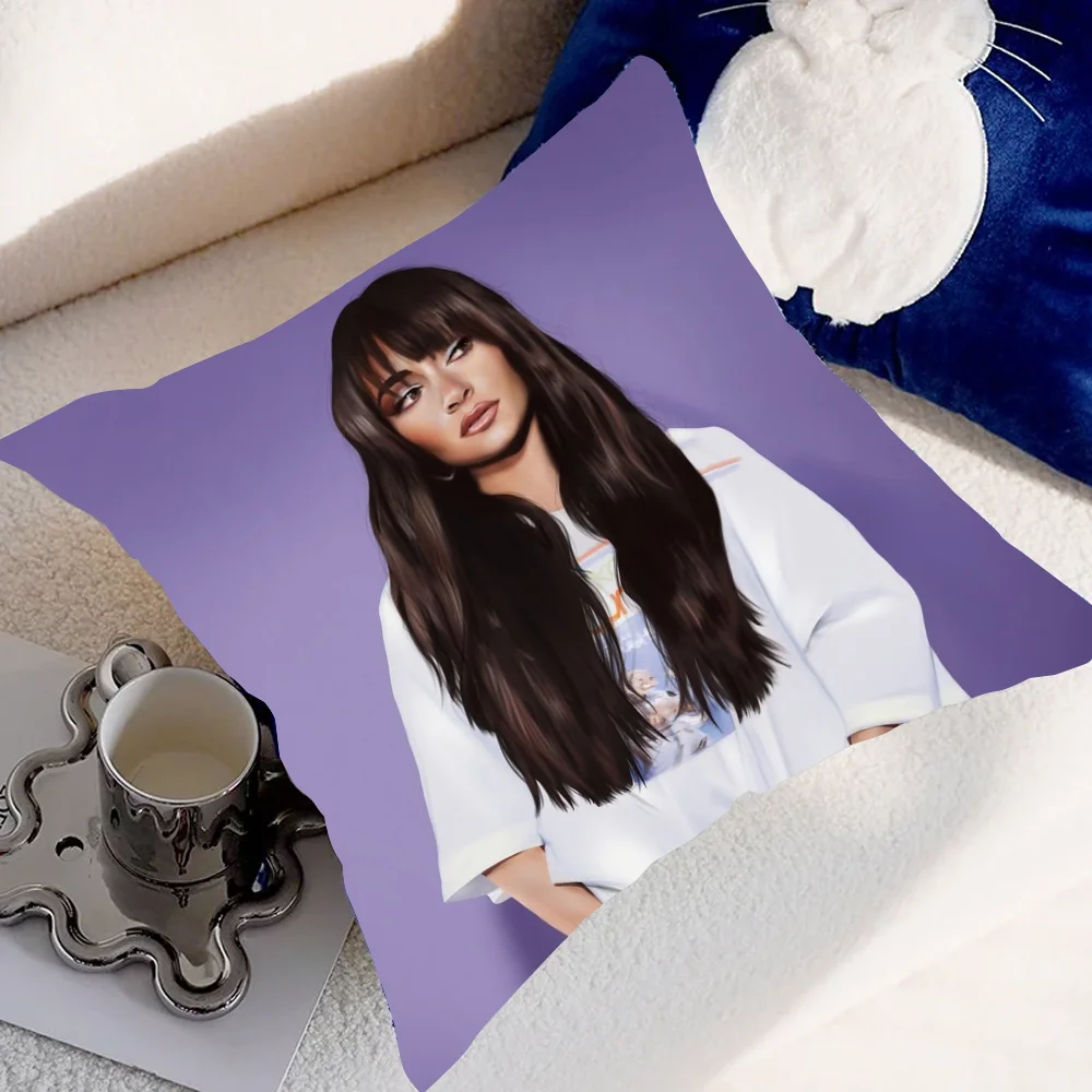 غطاء وسادة Aitana Ocana Singer غطاء وسادة أريكة غرفة مربعة مع غطاء وسادة لطيف من القطيفة للاستخدام المنزلي #4