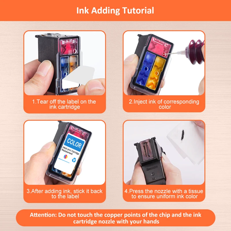 Compatible Replacement for hp 62 XL Black + Tricolor Refillable cartridge for HP Envy 5640 5660 7640 5540 5740 5542 printers