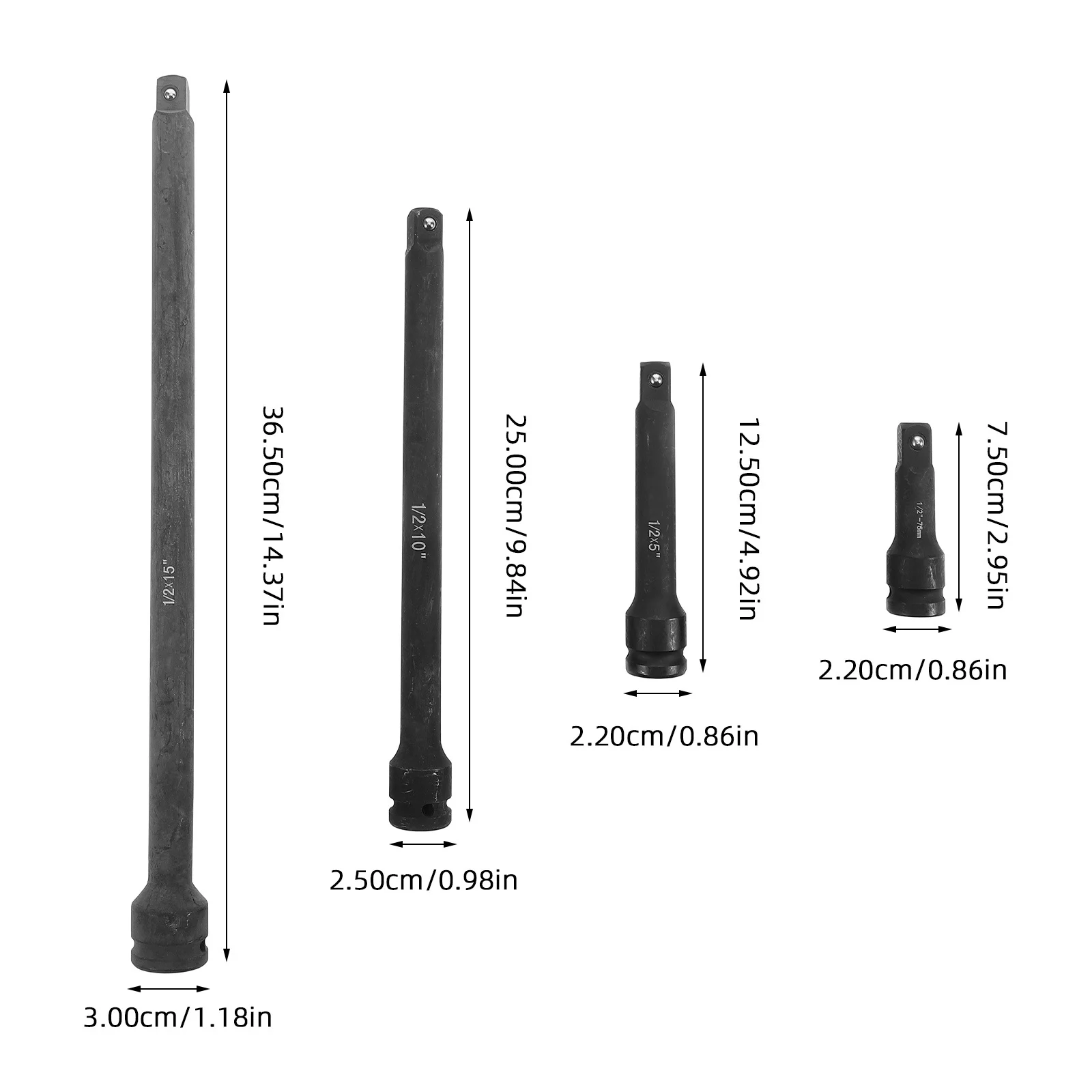 4 قطعة مجموعة تمديد المقبس الثقيلة سبائك الصلب جهد الوصول للإصلاحات الميكانيكية تنوعا استخدام تمديد بار مجموعة وجع #2