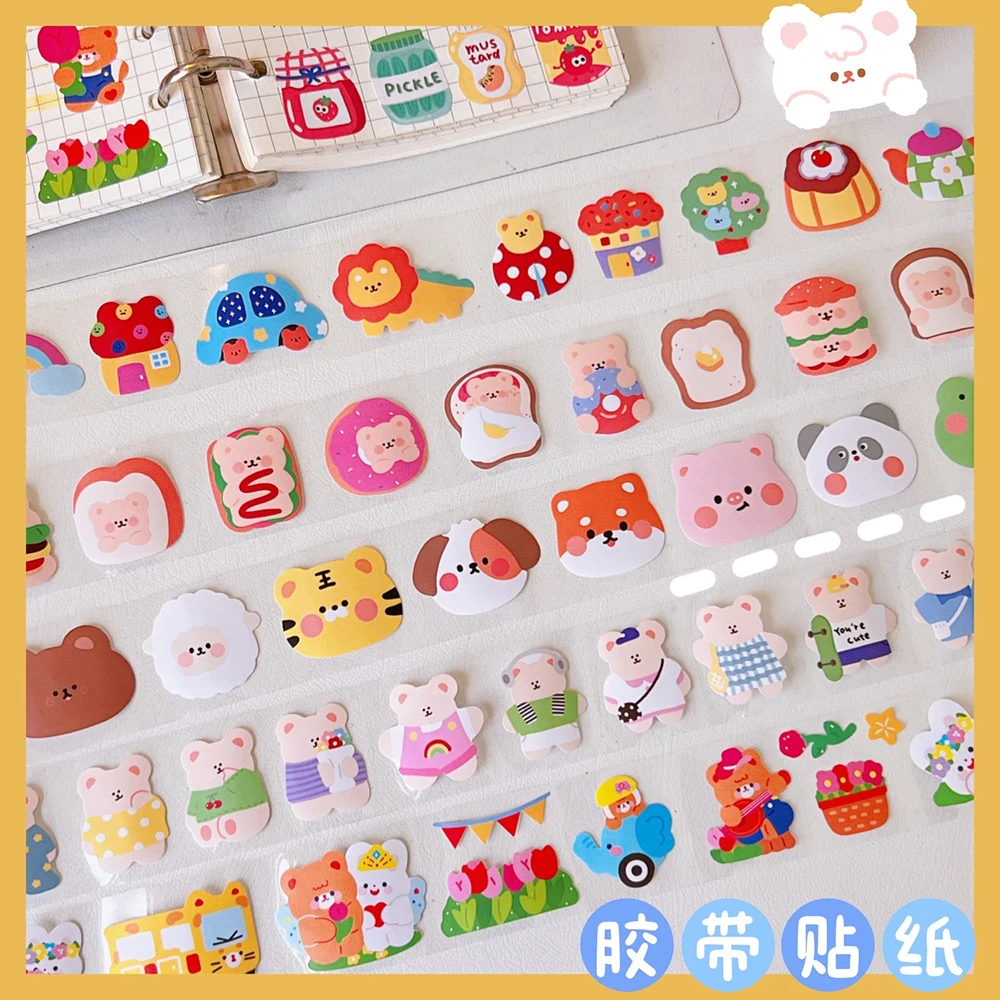 

Creative Transparent Bear Tape Diary Handbook Student DIY Decorative Stickers Stationery