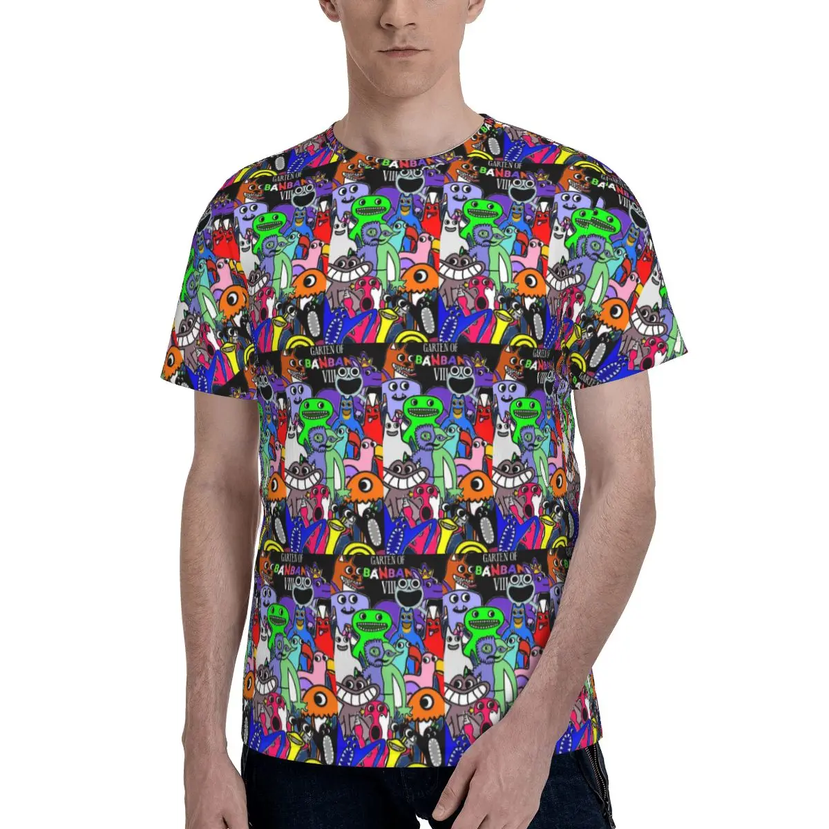 Cartoon Garten Of Banban T-Shirt for Men Cotton T Shirts Men's Short Sleeve Round Neck Summer Clothes Tops