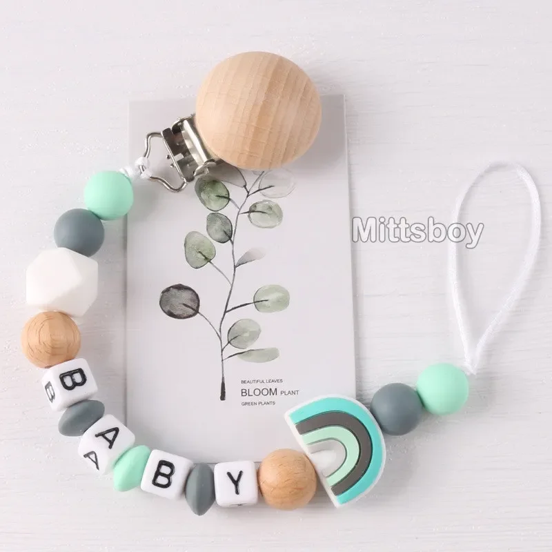 Custom Handmade Silicone Rainbow Pacifier Clip Gift