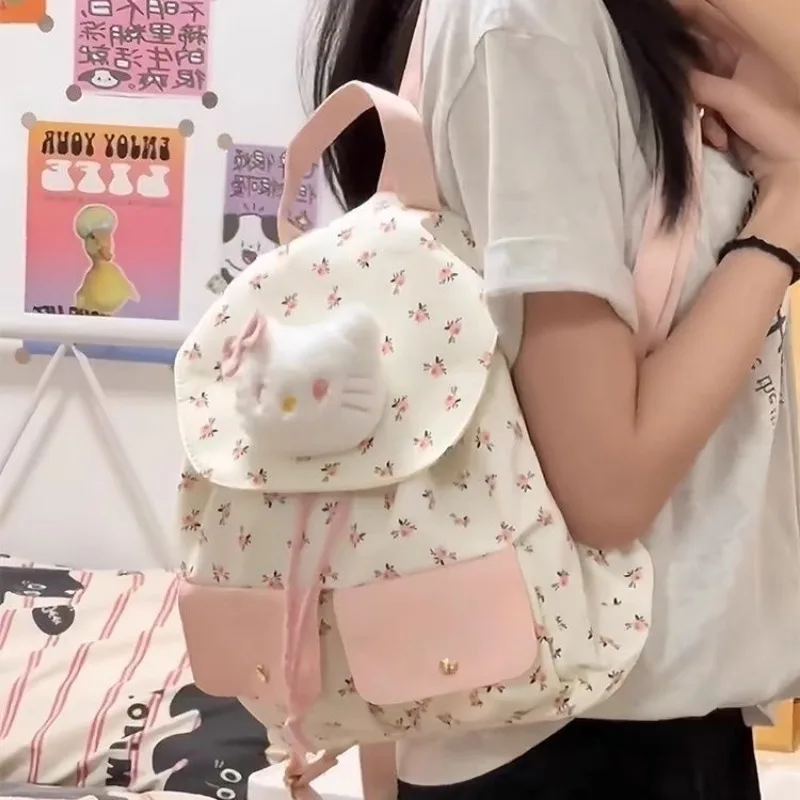 MBTI Sweet Hello Kitty Womens Backpack Cute Korean Fashion Elegant Casual Backpacks Aesthetic Female New Luxury Designer Bags