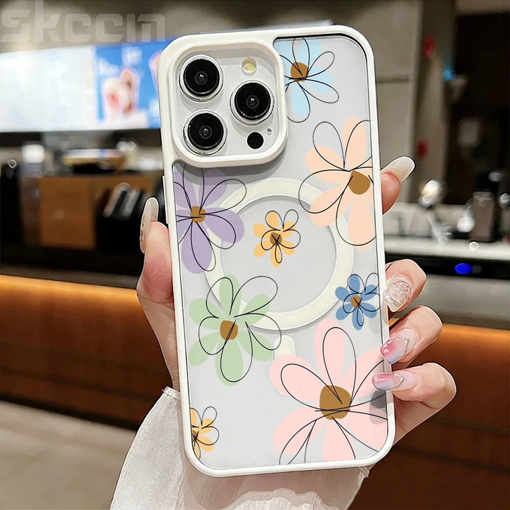 Blaubeer-Blumenmuster Transparente Hülle für iPhone 17 14 12 Pro Max 13 16 15 Plus 11 Hüllen für Magsafe Kabelloses Laden Stoßfeste Schutzhülle – Detail 2