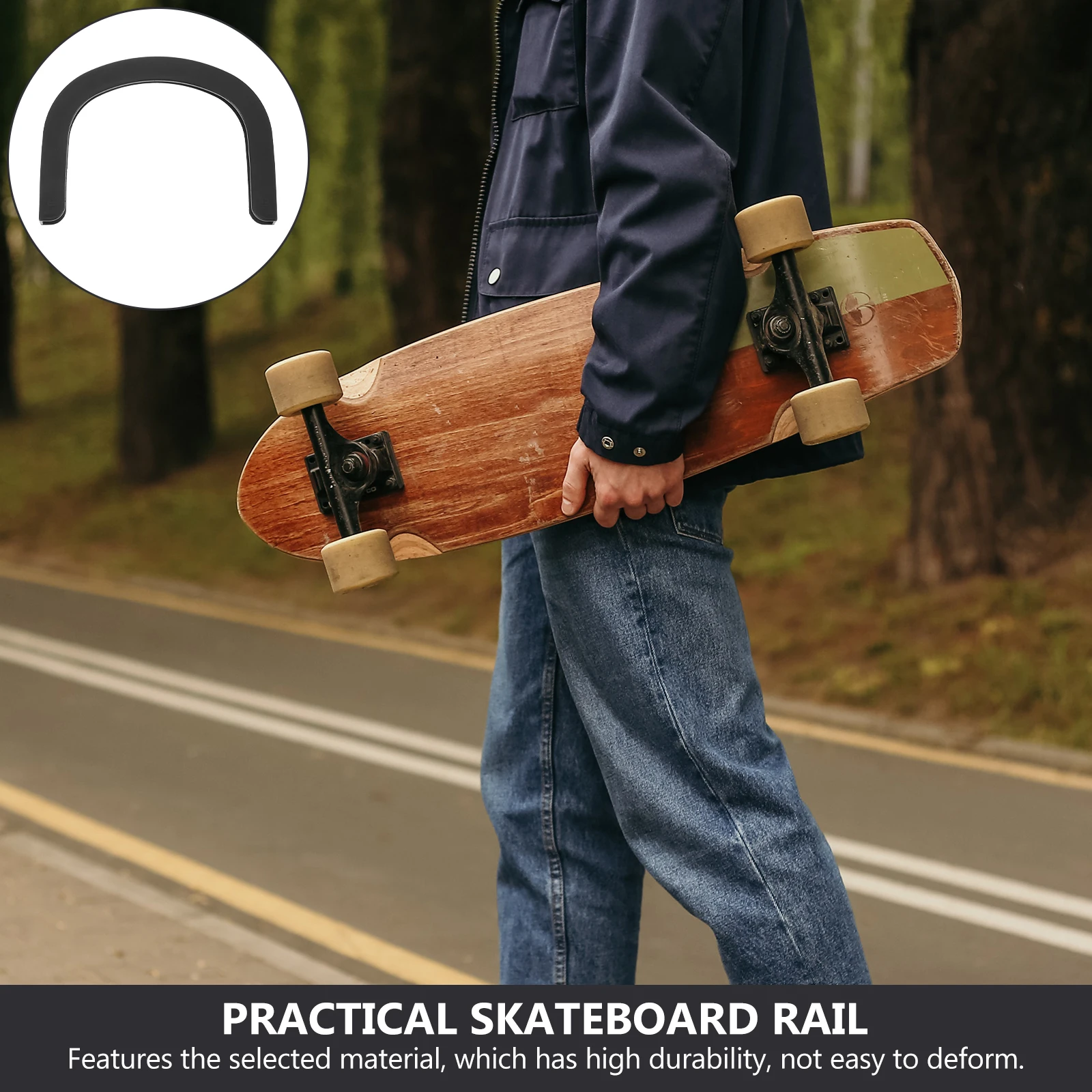 

Wear resistant Skateboard Rails for Long Boards Deck Black Protective Cover Anti collision Sturdy Parts Replacement Accessories