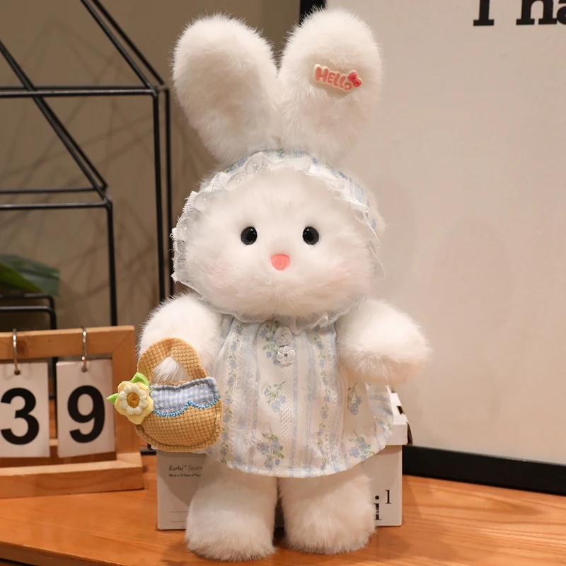 

35 см Kawaii Dressing Rabbit, плюшевая игрушка, большой размер, мягкая кукла, кролик, мягкая кукла, подушка, детские игрушки, подарок на день рождения, Рождество для девочки
