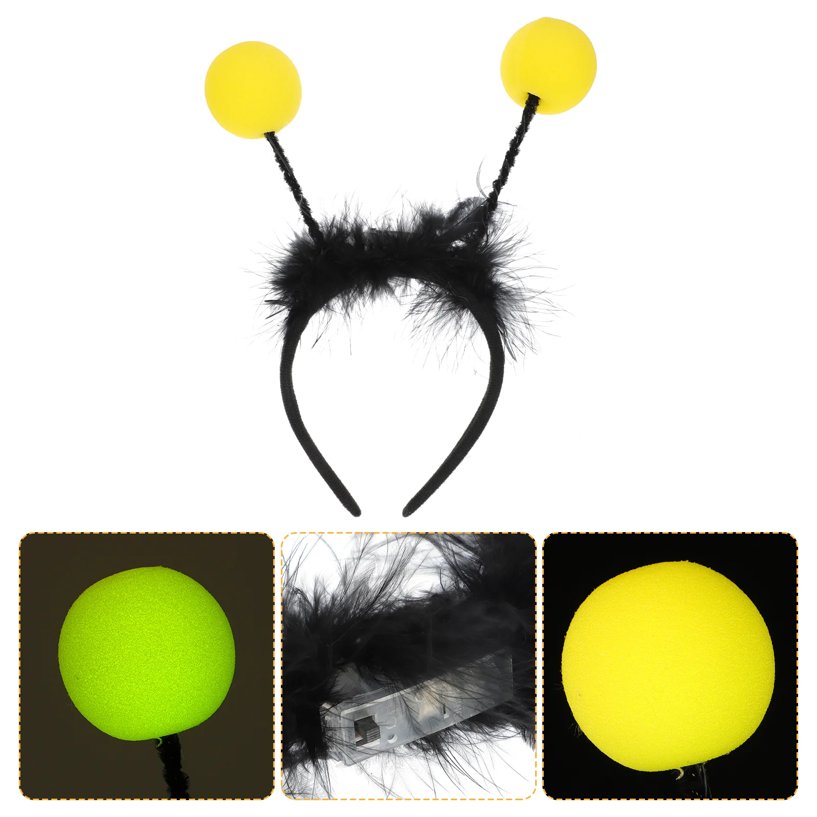 

2 Pcs Bee Headband Cosplay Headdress Hair Bands Halloween Accessories Hoop LED Glowing Headwear