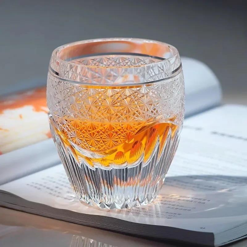 Sunshine Whisky Snifter Glasses Japanese Hand Carved Crystal Wine Tasting Cup Luxury EDO Chivas Brandy Rock Tumbler Dropshipping 3