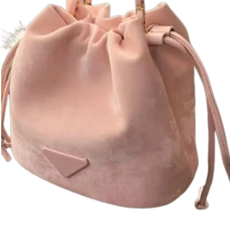 Borse a tracolla da donna in pelle rosa di alta qualità borse a secchiello femminili con coulisse versatili borse a tracolla a catena semplice borsa