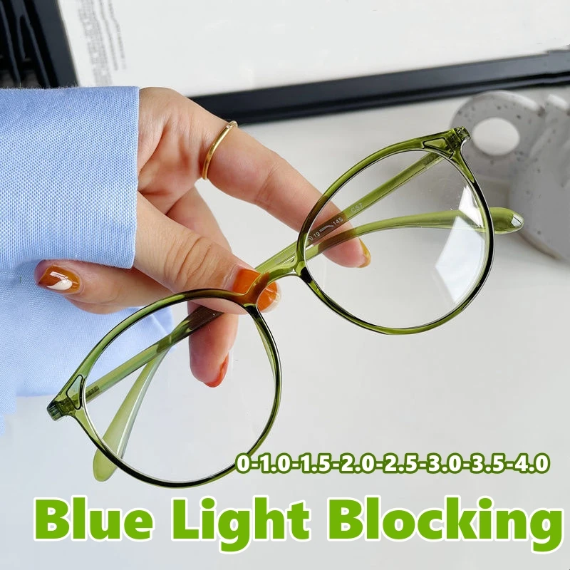 Women's Round Clear Lens Myopia Glasses Transparent Near Sight Frame Eyeglasses Eyewear Unisex Anti-blue Ray Diopter Myopia