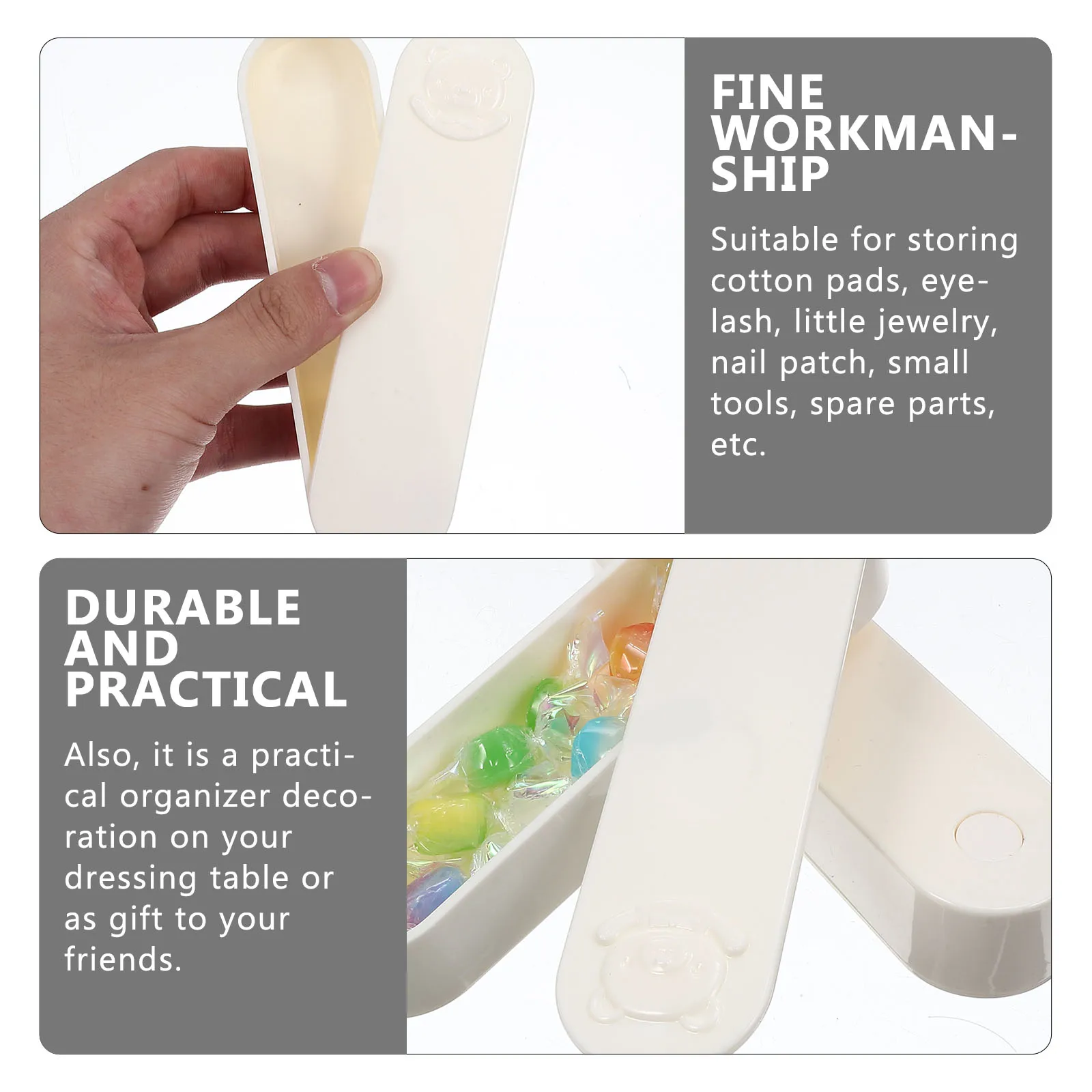 

2pcs Cotton Swab Box Storage Organizer for Cotton Pads Eyelash Jewelry Small Accessories Portable Travel Case Cartoon Design