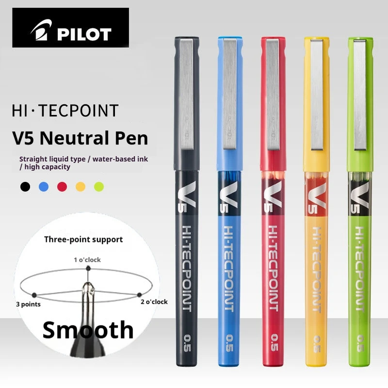 PILOT Hi-Tecpoint V5 Gel Pens 12 Colors Water-based Direct Liquid Ink Needle Tip Rollerball Pen Journal Diary Note Taking Tools