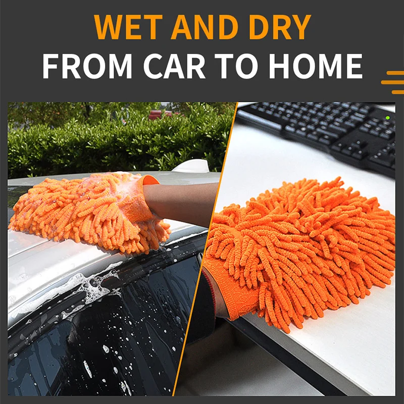 Waterproof Car Wash Microfiber Chenille Gloves Thick Car Cleaning Mitt Wax Detailing Brush Double-faced Glove for Car Wash Care